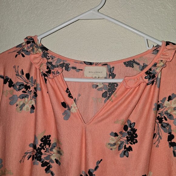 Melloday 2x V-Neck ruffles Short Sleeve Shirt - Picture 3 of 4